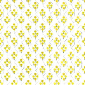 (S) Origami dotted yellow tulips spring garden-white