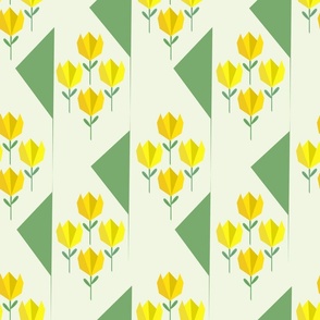 (L) Origami yellow tulips spring garden-light green