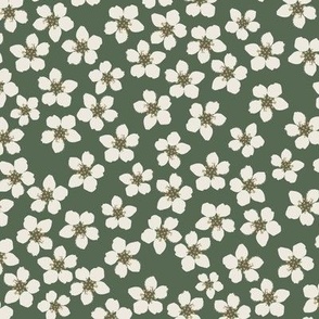 Large Ditsy Floral (White and Green) (P-1)(10.5"/12")