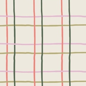 Large Wobbly Plaid (Beige_ Green_ Pink) (P-1)(10.5"/12")