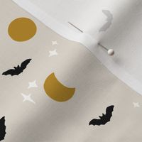 Simple Cute Bats Moons + Stars for Halloween in Black + Gold SM SCALE