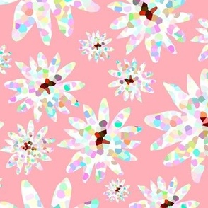 Fun Colorful Bright Pastel Floral on Pink, L