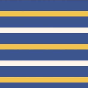 Cobalt Blue Breton Multi Stripe with Cream and Sunshine Yellow Thin Nautical Horizontal Stripes