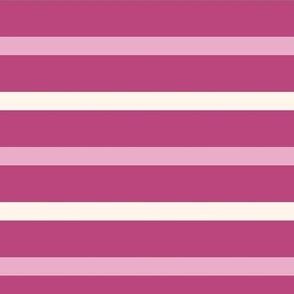 Very Berry Fuchsia Pink Breton Multi Stripe with Lilac Rose Pink and Cream - Thin Nautical Horizontal Feminine Coastal Stripes