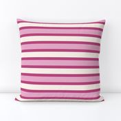 Lilac Rose Pink and Very Berry Fuchsia Pink Breton Multi Stripe with Cream - Girly Poolside Horizontal Beach Resort Stripes