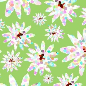 Fun Colorful Bright Pastel Floral on Pastel Green, L