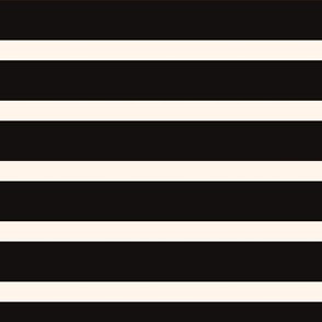 Classic Black and White Breton Stripes Reversed Midnight Black Solid and Cream Timeless Nautical Horizontal Stripe