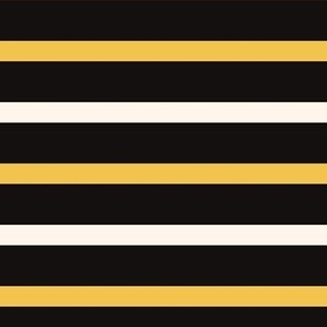 Black and Yellow Breton Nautical Stripes - Golden Yellow and Black Horizontal Rugby Football Stripe - Sport Team Colors