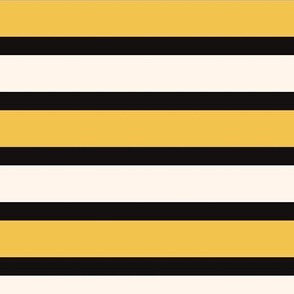 Black and Yellow Breton Multi Stripe with Cream - Golden Yellow and Black Horizontal Rugby Football Stripe - Sport Team Colors