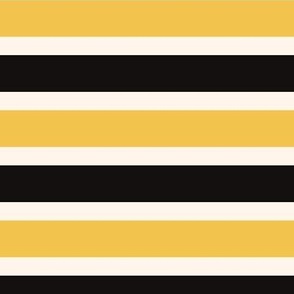 Black and Yellow Breton Multi Stripe with Narrow Cream Lines - Golden Yellow and Black Horizontal Rugby Football Stripe - Sport Team Colors