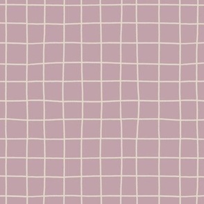 Simple Hand-drawn Grid in Lavender Orchid and Linen off-white