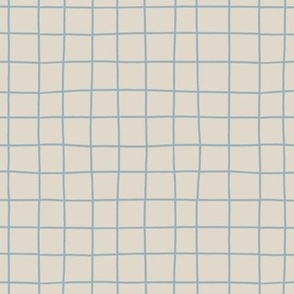 Simple Hand-drawn Grid in Light Dusty Blue and Linen off-white