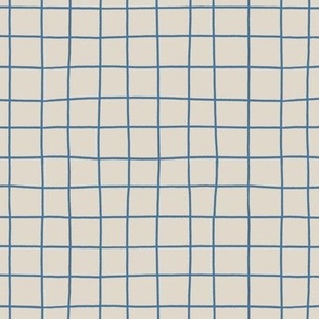 Simple Hand-drawn Grid in Royal Blue and Linen off-white