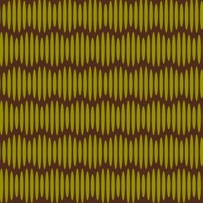 Whimsical Waves // medium print // Boho Olive Green Textured Wavy Horizontal Stripes on Dark Brown