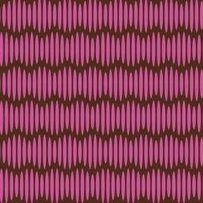 Whimsical Waves // medium print // Boho Hot Pink Textured Wavy Horizontal Stripes on Dark Brown