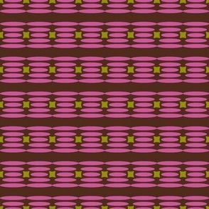 Starlit Rhythms // medium print // Playful Hot Pink Textured Horizontal Stripes and Stylized Stars on Dark Brown