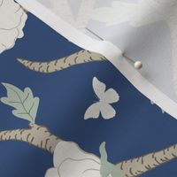 Grand Millennial Blue Bird Branch, Midnight Navy Blue Large, Wallpaper, Bedding, Upholstery
