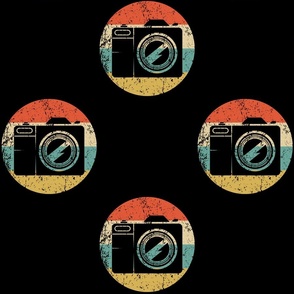 Camera Silhouette Retro Photographer Repeating Pattern Black