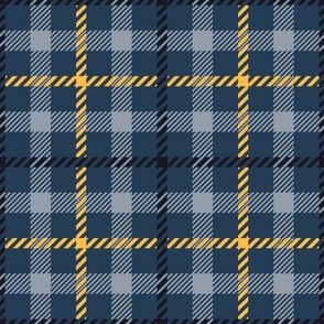 Prussian Blue, Midnight Black, Amber Yellow and White Plaid - Small