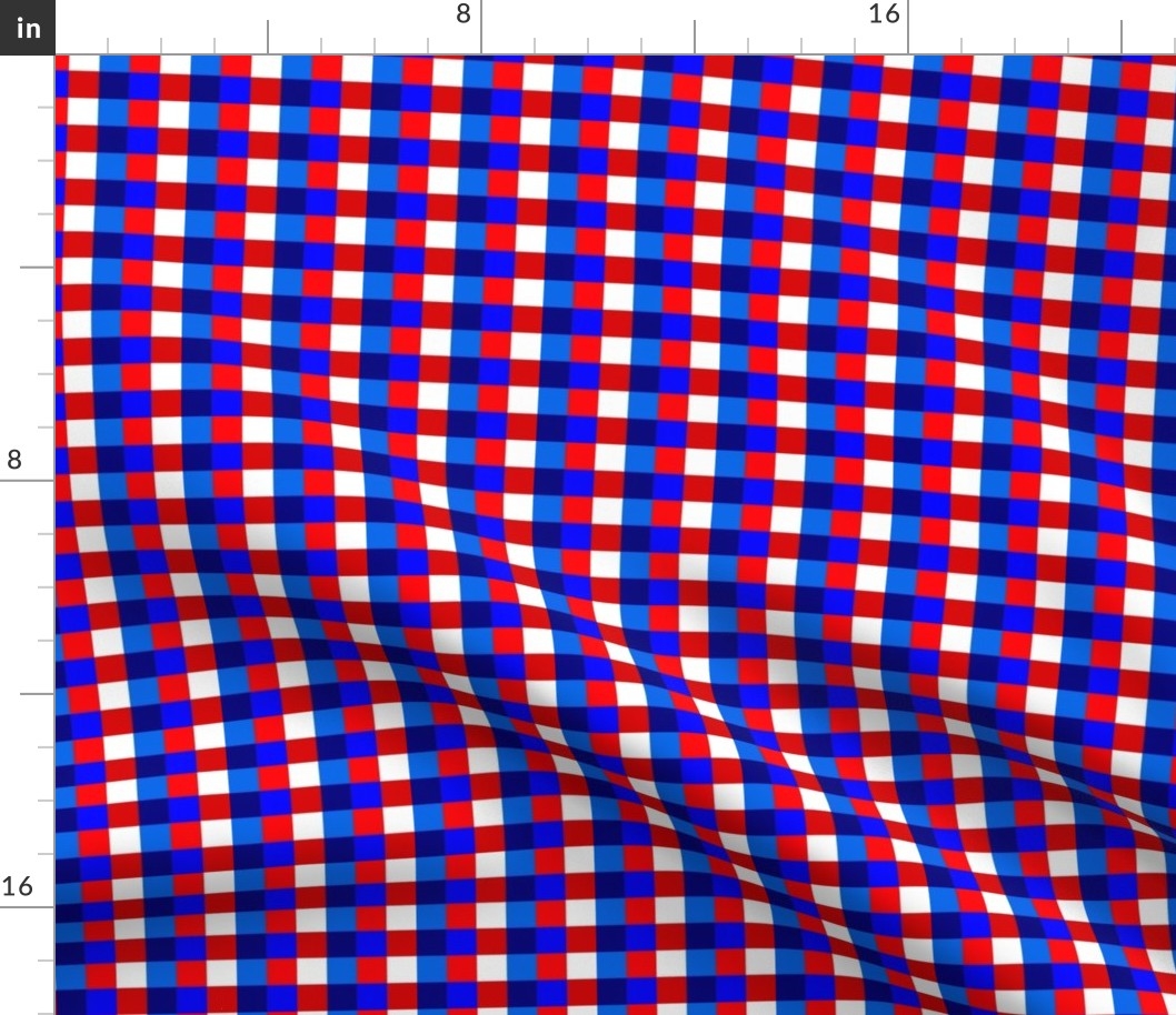 Patriotic July Checkers 1/2" red white blue check