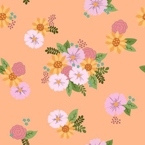 Spring Floral on Fuzzy Peach - large scale