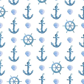 Nautical Ship Wheels and Anchors (large)
