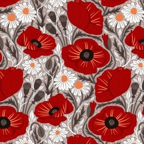 M / Art Nouveau Poppy Chamomile Garden