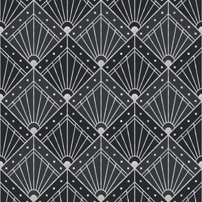M art deco rhombus black gray silver 0002 A black and white white geometric abstract art deco vintage diamond modern retro
