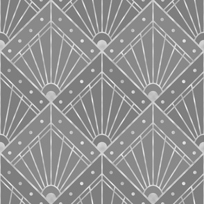 L Elegant Art Deco Geometric Pattern in Modern Gray and Silver - Minimalist and Sophisticated Design