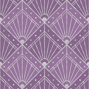 L Elegant Art Deco Geometric Pattern in Lavender and Silver with Rhombus Design