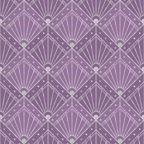 M Sophisticated Retro Art Deco Pattern with Lavender and Silver Geometric Rhombus