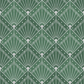 M Stylish Art Deco Geometric Shapes with Silver Accents on Pastel Green - Vintage and Contemporary