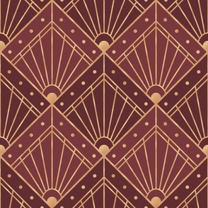 L art deco rhombus auburn claret gold 