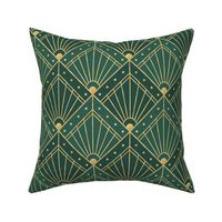 M Opulent Retro Chic Geometric Pattern with Dark Green and Metallic Gold