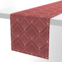 M Glamorous Retro Geometric Design in Deep Red with Metallic Accents"