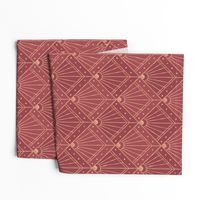 M Glamorous Retro Geometric Design in Deep Red with Metallic Accents"