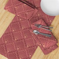 M Glamorous Retro Geometric Design in Deep Red with Metallic Accents"