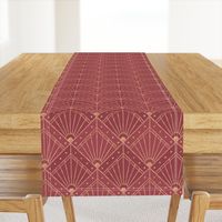 M Glamorous Retro Geometric Design in Deep Red with Metallic Accents"