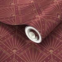 S Modern Ornate Pattern with Gold Accents and Geometric Rhombus in Deep Marsala