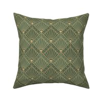 S 1920s-Inspired Art Deco Geometric Pattern with Elegant Gold Lines and Pale Olive Green