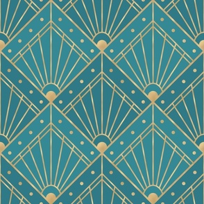 L gold  art deco teal turquoise 