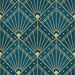 L turquoise art deco teal gold
