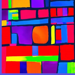 abstract rectangles orange blue purple L