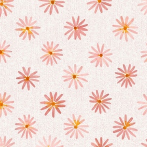 Cheerful Summer Daisies: Handpainted Watercolor Florals | Spanish Pink | Large Scale