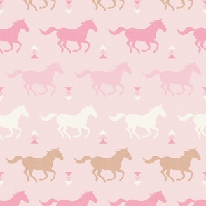 Running Horses Silhouette in Off White/ Light Pink (M)