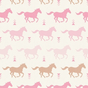 Running Horses Silhouette in Pink/ Off White (M)