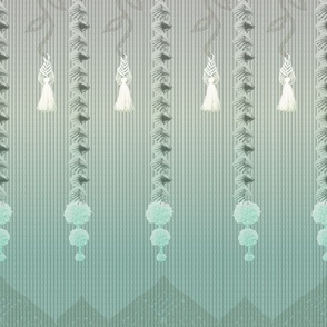 L-Macrame-Inspired Gradient Wallpaper with Water Lilies and Pompoms