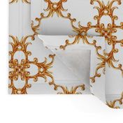 Baroque golden elements ornamental pattern. Middle scale #1