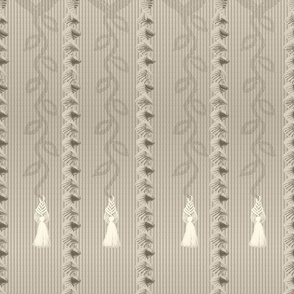 L-Neutral - Macrame-Inspired Gradient Wallpaper with Water Lilies and Pompoms