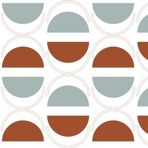 Geometric Shapes - Brown and Teal Minimalist Modern Wallpaper Contemporary Retro Home Decor